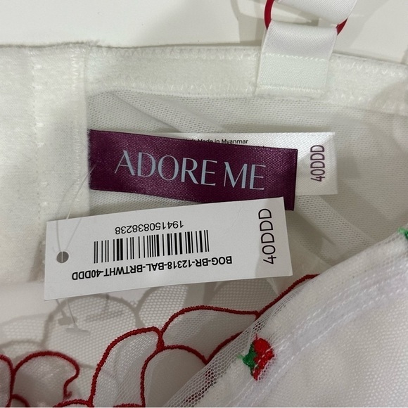 Adore Me Bettie Balconette Bra White Embroidered Strawberries - Picture 6 of 8